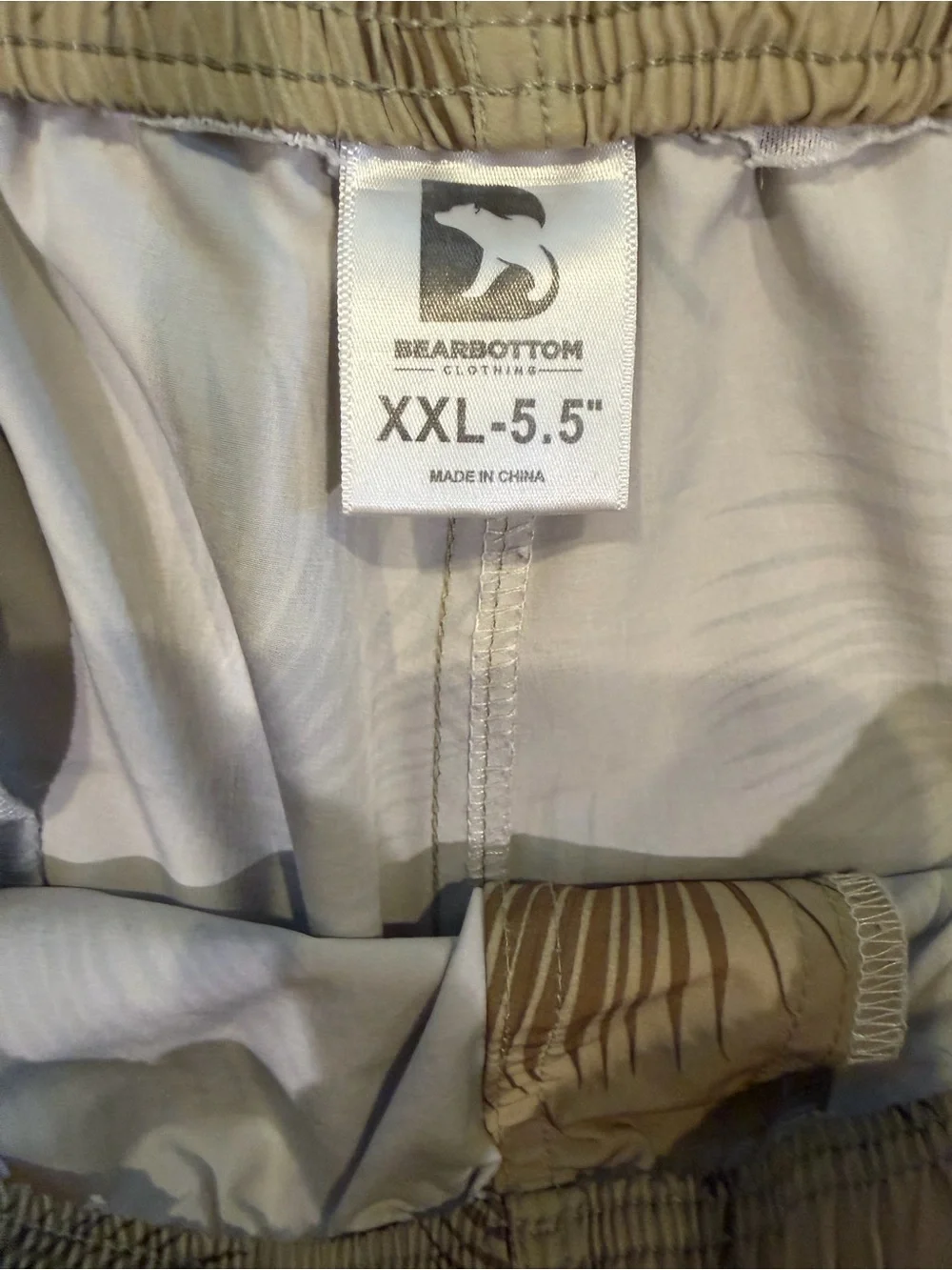 Bear bottom Men's Athletic Shorts 5.5” Tan with Brown Palm Print / xxl